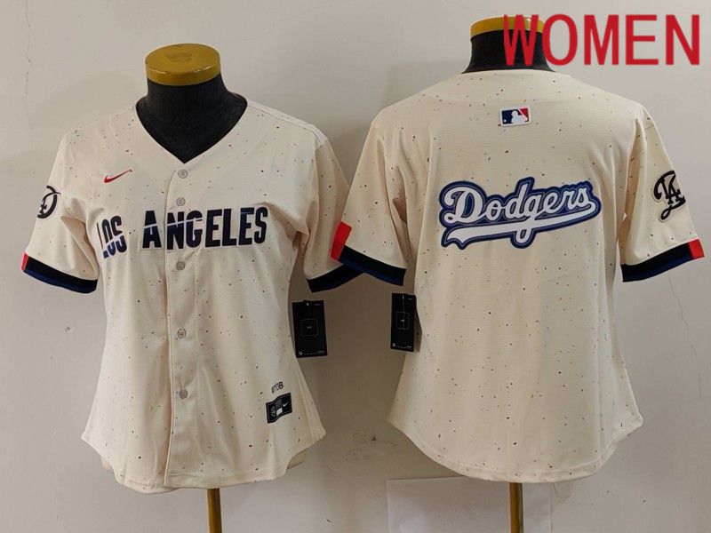 Women Los Angeles Dodgers Blank Cream Fashion Nike Game MLB Jersey style 6297